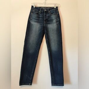 American Eagle Womens Blue Jeans Stretch Vintage Hi-Rise Size 2 Button Fly